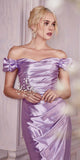 Cinderella Divine KV1056 Fitted Gathered Satin Gown