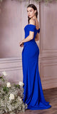 Cinderella Divine KV1057 Crepe Off the Shoulder Dress