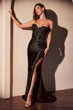 Ladivine KV1116 Dress Fitted Strapless Lace & Satin Gown