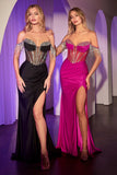 Ladivine KV1123 Dress Off The Shoulder Fitted Fringe Gown