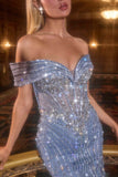 Ladivine KV1130 Mermaid Gown Off Shoulder Crystal Embellished Tulle