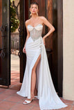 Ladivine KV1131W Strapless Fitted Sleek Luminous Embellished Wedding Gown