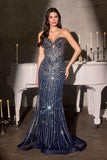 Ladivine KV1139 Strapless Sweetheart Beaded Bodice Mermaid Gown