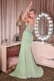 Ladivine KV1143 Sweetheart Beaded Bodice Strapless Leg Slit Formal Gown