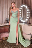 Ladivine KV1143 Sweetheart Beaded Bodice Strapless Leg Slit Formal Gown