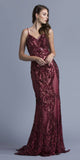 CLEARANCE - Aspeed L1982 Long Sequins Navy Blue Evening Gown V-Neck (Size XS)