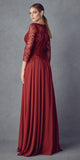 Juliet M11 Appliqued Long A-Line Dress Chiffon Quarter Sleeves