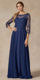 Juliet M11 Appliqued Long A-Line Dress Chiffon Quarter Sleeves