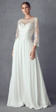 Juliet M11 Appliqued Long A-Line Dress Chiffon Quarter Sleeves