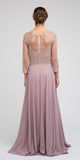 Juliet M12 Quarter Sleeved Embroidered Long A-Line Chiffon Dress