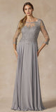 Juliet M12 Quarter Sleeved Embroidered Long A-Line Chiffon Dress