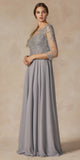 Juliet M12 Quarter Sleeved Embroidered Long A-Line Chiffon Dress