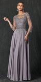 Juliet M12 Quarter Sleeved Embroidered Long A-Line Chiffon Dress