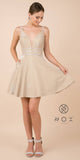 CLEARANCE - Nox Anabel M684 Short Gold Shimmering A-Line Dress (Size XS)
