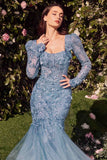 Andrea & Leo MA101 Strapless Mermaid Dress With Removable Bolero