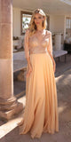 Nox Anabel MF101 Long V-Neck Embellished Bodice 3/4 Sleeve A-line Gown