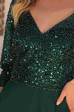 Nox Anabel MF103 Long Sequin Bodice 3/4 Sleeve A-line Gown