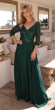 Nox Anabel MF103 Long Sequin Bodice 3/4 Sleeve A-line Gown