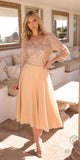 Nox Anabel MF104 Tea Length Sequin Bodice Short 3/4 Sleeve Dress