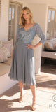 Nox Anabel MF104 Tea Length Sequin Bodice Short 3/4 Sleeve Dress
