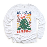 Boho All Is Calm All Is Bright Christmas Shirt -  Long Sleeve Tees & Sweatshirts