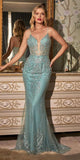 Cinderella Divine OC007 Long Glitter Formal Gown with Corset Back
