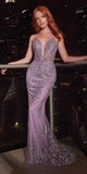 Cinderella Divine OC007 Long Glitter Formal Gown with Corset Back