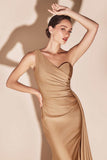 Ladivine PT004 Long Chic One Shoulder Stretch Satin Side Sash Gown