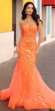 Nox Anabel Q1390 Long Fitted Sequin Applique Trumpet Skirt Gown