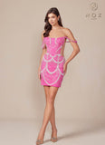 Nox Anabel Q839 Short Off the Shoulder Beaded Cocktail Dress