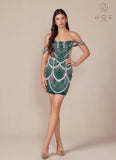 Nox Anabel Q839 Short Off the Shoulder Beaded Cocktail Dress