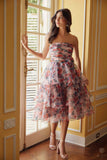Nox Anabel Q842 Floral Print A-Line Tea Length Dress