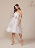 Nox Anabel Q842 Floral Print A-Line Tea Length Dress