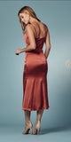 Nox Anabel R1027 Tea Midi-Length Formal Gown with Cowl Neckline