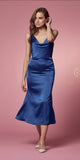 Nox Anabel R1027 Tea Midi-Length Formal Gown with Cowl Neckline
