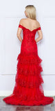 Nox Anabel R1301 Long Layered Tiered Skirt Off Shoulder Corset Dress