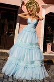 Nox Anabel R1316 Long Glitter Ruffled Tiered A-Line Sleeveless Gown
