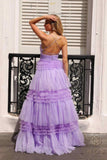 Nox Anabel R1316 Long Glitter Ruffled Tiered A-Line Sleeveless Gown
