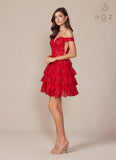 Nox Anabel R877 Dress Short A-Line Off the Shoulder Tiered Skirt