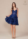 Nox Anabel R880 Dress Short A-Line Tiered Embroidered Skirt