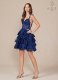 Nox Anabel R880 Dress Short A-Line Tiered Embroidered Skirt