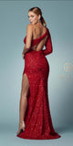 Nox Anabel S1013 One Sleeve Shoulder Strap Sequins/Beading Fitted Gown