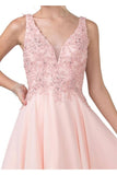 CLEARANCE - Aspeed S2331 Embroidered V-Neck Short A-Line Dress (Size Medium)