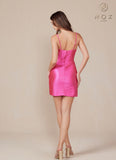 Nox Anabel S923 Dress Short Fitted Satin Cocktail Side Leg Slit