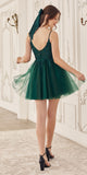 Ladivine SF047 Lace Bodice A-Line Layered Tulle Short Dress