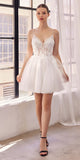 Ladivine SF047 Lace Bodice A-Line Layered Tulle Short Dress