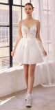 Ladivine SF047 Lace Bodice A-Line Layered Tulle Short Dress