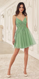 Ladivine SF047 Lace Bodice A-Line Layered Tulle Short Dress