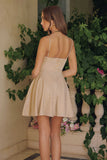 Amoris T103 Short A-Line Glitter Satin Scoop Neckline Dress