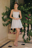 Amoris T103 Short A-Line Glitter Satin Scoop Neckline Dress